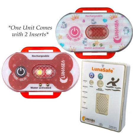 Lunasea Lighting Lunasea Child/Pet Safety Water Activated Strobe Light w/RF Transmitter, Red Case LLB-63RB-E0-K1